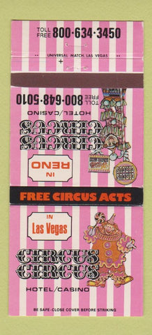 Matchbook Cover - Circus Circus Casino Las Vegas NV Reno 30 Strike