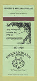Matchbook Cover - Shenanigans El Zorro Mexican San Mateo CA 30 Strike