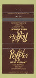 Matchbook Cover - Raffles Restaurant San Francisco CA 30 Strike