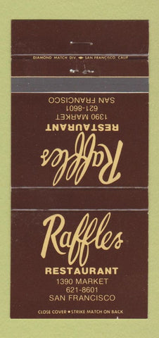 Matchbook Cover - Raffles Restaurant San Francisco CA 30 Strike