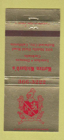 Matchbook Cover - Rotten Richard's Restaurant Redwood City CA 30 Strike