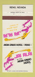 Matchbook Cover - MGM Grand Hotel Casino Reno NV Jai Alai 30 Strike