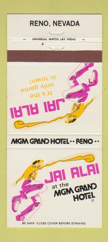 Matchbook Cover - MGM Grand Hotel Casino Reno NV Jai Alai 30 Strike