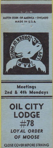 Matchbook Cover - Matchbook Cover Moose Lodge Oil City Sugarcreek PA