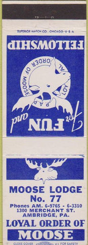 Matchbook Cover - Matchbook Cover Moose Lodge Ambridge PA