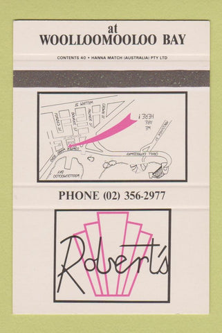 Matchbook Cover - Robert's Woolloomooloo Bay SAMPLE 40 Strike