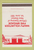 Matchbook Cover - Waipu Volunteer Fire Brigade New Zealand SAMPLE 40 Strike