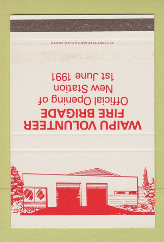 Matchbook Cover - Waipu Volunteer Fire Brigade New Zealand SAMPLE 40 Strike