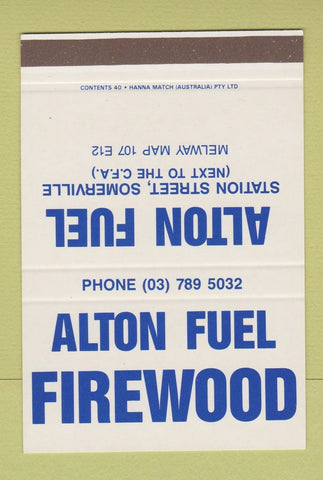 Matchbook Cover - Alton Fuel Somerville Australia SAMPLE 40 Strike