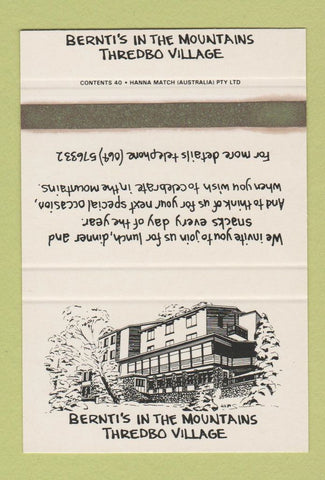 Matchbook Cover - Bernie's Thredbo Village SAMPLE WEAR 40 Strike