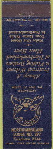 Matchbook Cover - Matchbook Cover Moose Lodge Northumberland PA