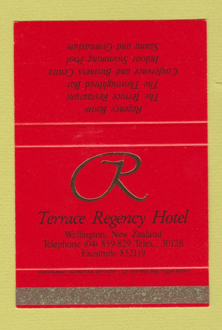 Matchbook Cover - Terrace Regency Hotel Wellington New Zealand SAMPLE 40 Strike