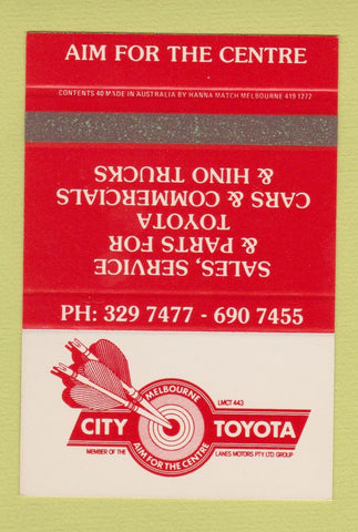 Matchbook Cover - City Toyota Melbourne Australia SAMPLE 40 Strike