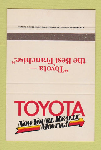 Matchbook Cover - Toyota Australia Really Moving! SAMPLE 40 Strike