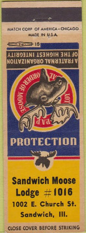 Matchbook Cover - Matchbook Cover Moose Lodge Sandwich IL
