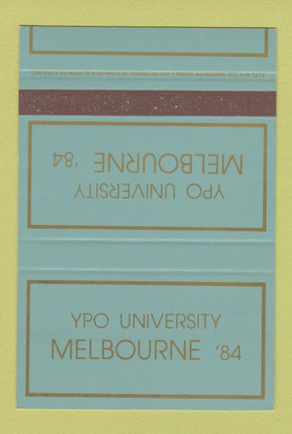 Matchbook Cover - YPO University Melbourne Australia SAMPLE 1984 40 Strike