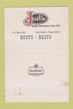 Matchbook Cover - Justin Boots Reedsville COOP WI WEAR 40 Strike