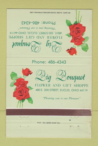 Matchbook Cover - Big Bouquet Flower Shoppe Euclid OH 40 Strike
