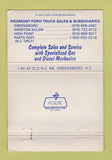 Matchbook Cover - Piedmont Ford Truck Sales Greensboro NC WORN 40 Strike