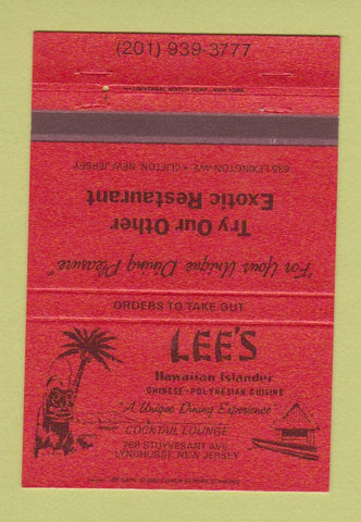 Matchbook Cover - Lee's Polynesian Restaurant Lyndhurst NJ tiki 40 Strike