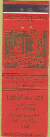 Matchbook Cover - Matchbook Cover Moose Lodge Salt Lake City UT