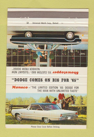 Matchbook Cover - 1965 Dodge Monaco East Cleveland OH 40 Strike