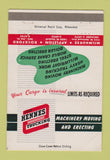 Matchbook Cover - John Hennes Trucking Rockford IL Appleton WI 40 Strike