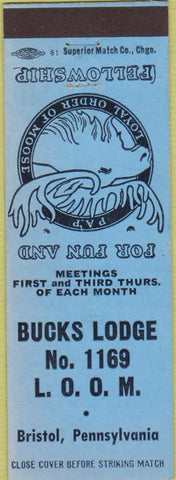 Matchbook Cover - Matchbook Cover Moose Lodge Bristol PA