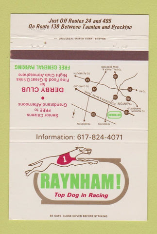 Matchbook Cover - Raynham Dog Racing Brockton MA 40 Strike