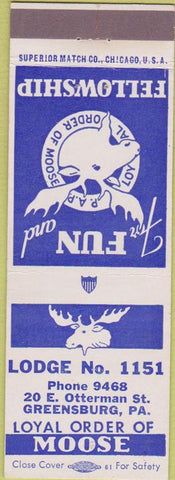 Matchbook Cover - Matchbook Cover Moose Lodge Greensburg PA