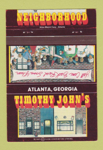Matchbook Cover - Neigborhood Uptown John's Atlanta GA 40 Strike
