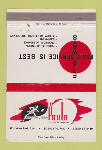 Matchbook Cover - Paulo Products Metal Heat Treating St Louis MO 40 Strike