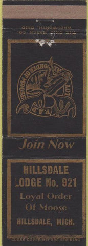 Matchbook Cover - Matchbook Cover Moose Lodge Hillsdale MI