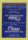 Matchbook Cover - Chase Investments Des Moines IA auto loans WEAR 40 Strike