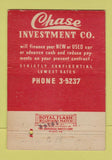 Matchbook Cover - Chase Investments Des Moines IA auto loans WEAR 40 Strike