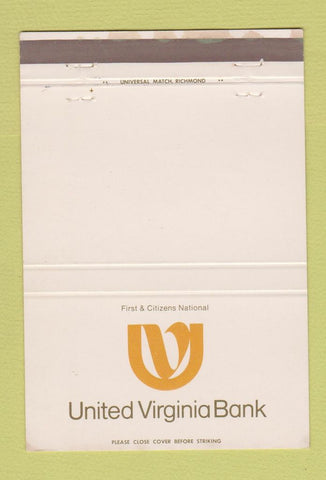 Matchbook Cover - United Virginia Bank Alexandria Arlington VA 40 Strike