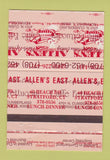 Matchbook Cover Allen's East Stratford CT PRINTING ERROR DOUBLE PRINT 40 Strike