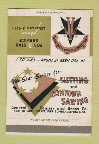 Matchbook Cover - General Copper and Brass Slitting Philadelphia PA 40 Strike