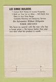 Matchbook Cover - Lee Kinnie Contractor Wheat Ridge Colorado Tepee 40 Strike