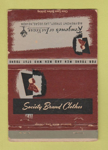 Matchbook Cover - Society Brand Men's Clothes Las Vegas NV WORN 40 Strike