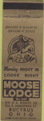 Matchbook Cover - Matchbook Cover Moose Lodge Bucyrus OH