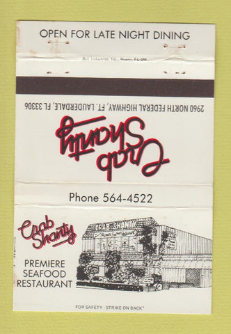 Matchbook Cover - Crab Shanty Seafood Fort Lauderdale FL WEAR 40 Strike
