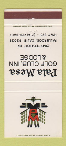 Matchbook Cover - Pala Mesa Golf Club Lodge Fallbrook CA 30 Strike