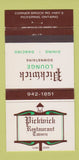 Matchbook Cover - Pickwick Restaurant Pickering ON 30 Strike