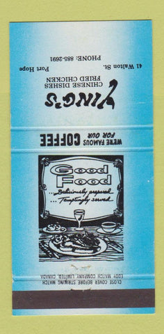 Matchbook Cover - Ying's Chinese Restaurant Port Hope ON BLUE WEAR 30 Strike
