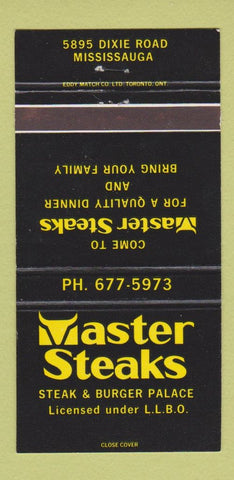 Matchbook Cover - Master Steaks Mississauga ON 30 Strike