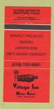 Matchbook Cover - Village Inn Motor Hotel Brantford ON 30 Strike