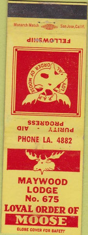 Matchbook Cover - Matchbook Cover Moose Lodge Maywood #675