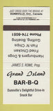 Matchbook Cover - Grand Island BBQ Dunnville ON #1 30 Strike