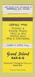 Matchbook Cover - Grand Island BBQ Dunnville ON #2 30 Strike